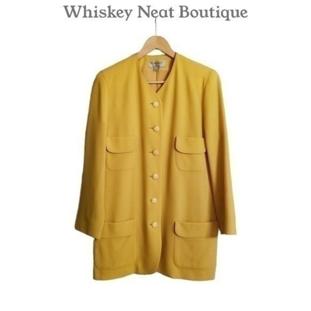 Vintage Michi Moon for Sanyo Mustard Yellow Blazer Size 6  8 0055